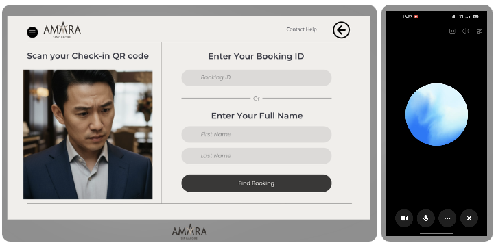 Figure 30: The assistant initiates the interaction with a personalised greeting, setting a warm, conversational tone before guiding the guest into the check-in flow.