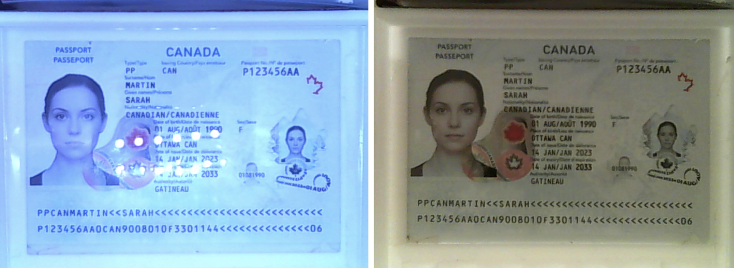 Figure 73: Lighting enhancements for passport scanning